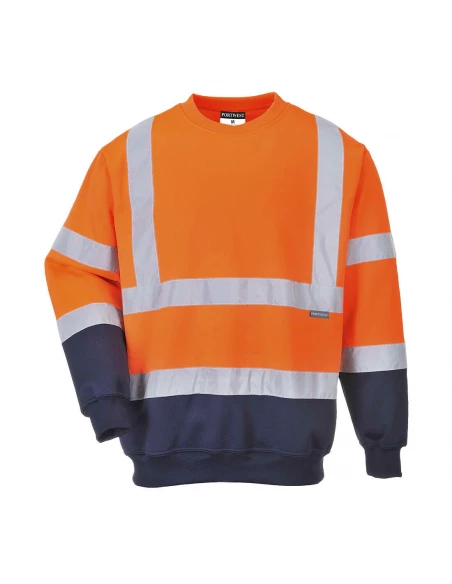Sweatshirt bicolore HiVis couleur : Orange/Marine taille 4XL - PORTWEST