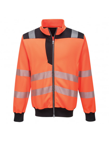 PW3 Hi-Vis Sweatshirt Zippé couleur : Orange/Noir taille 5XL - PORTWEST