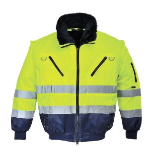 Blouson pilote 3 en 1 haute visibilité couleur : Jaune/Marine taille L - PORTWEST