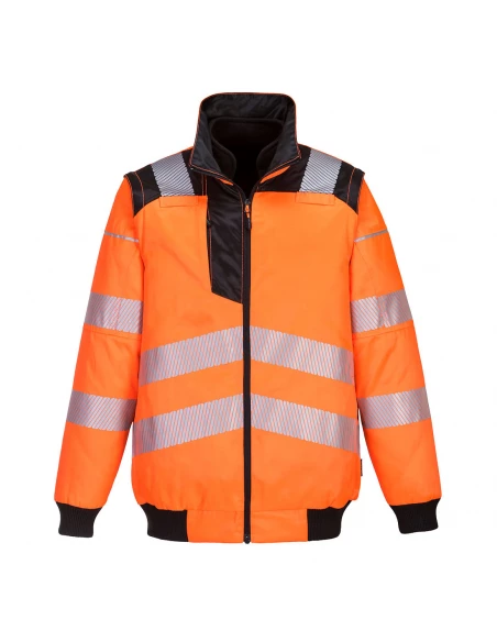 Blouson PW3 haute visibilité 3-en-1 couleur : Orange/Noir taille S - PORTWEST