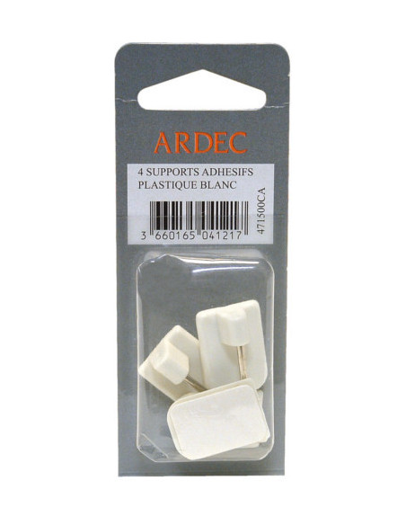 Support Adhésif Plastique Blanc 23x17mm X 4 pièces - ARDEC