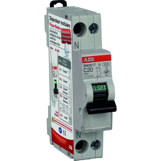 Disjoncteur 20a phase + neutre - ABB