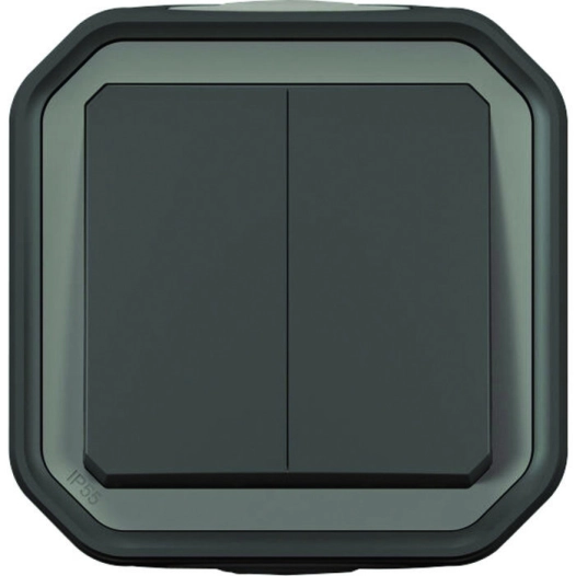 Plexo double interrupteur anthracite complet - LEGRAND