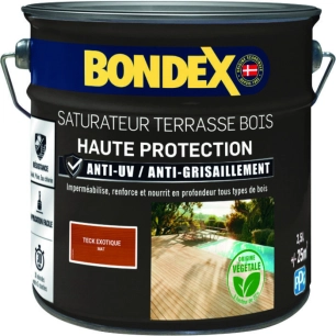 Saturateur terrasse bois couleur teck mat.2.5 litres haute protection - BONDEX