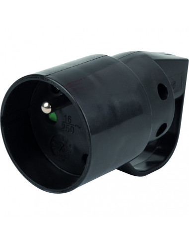 Fiche plastique 2p+t-10/16 a femelle noir avec anneau - DHOME
