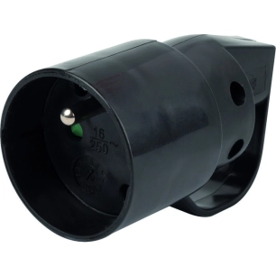 Fiche plastique 2p+t-10/16 a femelle noir avec anneau - DHOME