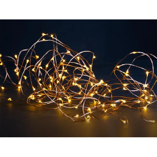 maia led - 12 m - 120 led - blanc chaud - fil de cuivre - 4.5 v