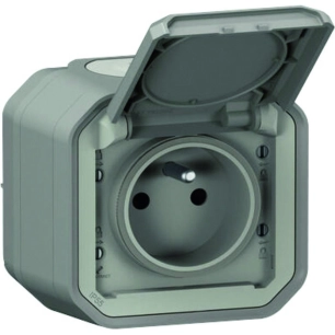 plexo 2p+t f/b gris saillie