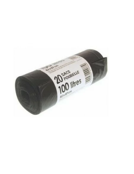 Sac Poubelle 100 litres x20 Noir 35 Microns - PUBLI EMBAL