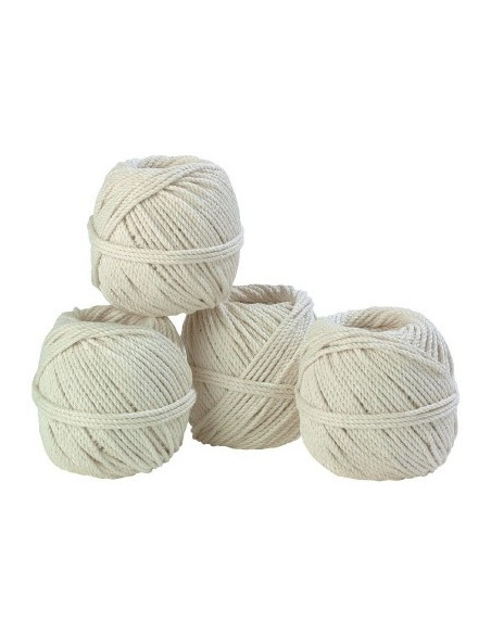 Cordeau Coton Macramé 3mm Coton naturel tressé 3mm, pack 10x100g - Corderies Tournonaises