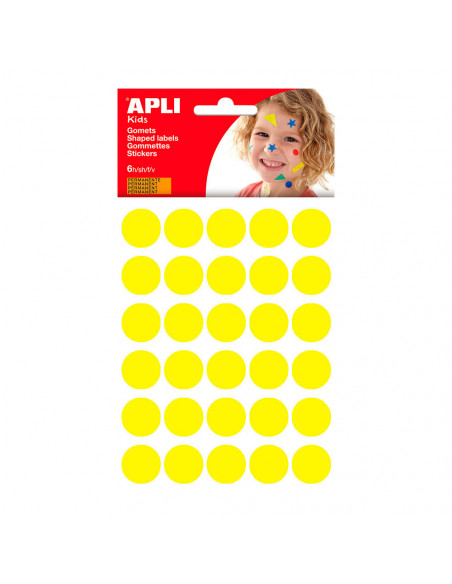 Gomets Rondes Jaunes APLI Autocollants ronds jaunes polyvalents - APLI