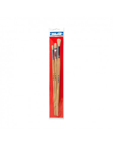 Blister 3 Pinceaux Pour Huile, Acryllique Serie 512 N°6 Et 10, Serie 522 N°8 Milan.
