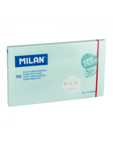 10 Bloc De 90 Billets Super Adhésifs Bleu Pastel 76x127mm Milan.