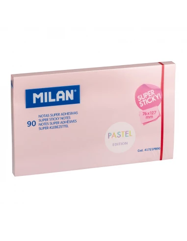 10 Bloc De 90 Billets Super Adhésifs Rose Pastel 76x127mm Milan.