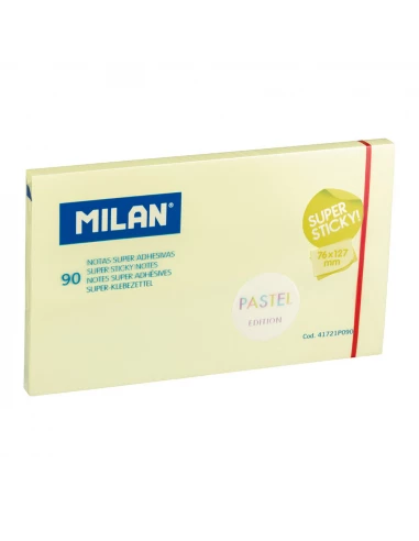 10 Bloc De 90 Billets Super Adhésifs Jaune Pastel 76x127mm Milan.