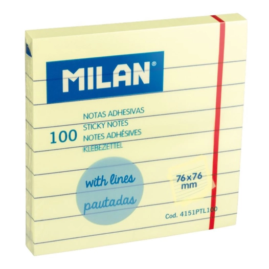 Notes Adhésives Guidées Jaune Clair Block 100 Milan 76 X 76 Mm.