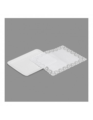 12 Sac 2 Plat Rectangulaire Avec Dentelle 22x28cm