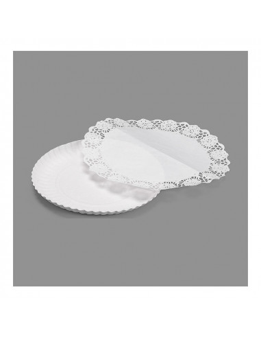 12 Sac 3 Plat Rond Avec Dentelle 21cm