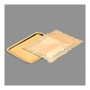 12 Sac 1 Plat Rectangulaire Avec Dentelle Dorée 25x34cm