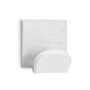 4 Support Mural Adhesif Blanc Avec Base En Inox (BLISTER 2 Unites) Inofix