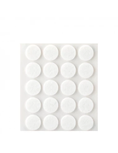 Pack De 20 Patins En Feutre Blanc Synthetiques Adhesifs Diametre 17mm Plasfix Inofix