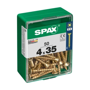 Boîte 50 Unités. Vis A Bois Spax Cab. Plat Yellox 4.0x35mm Spax