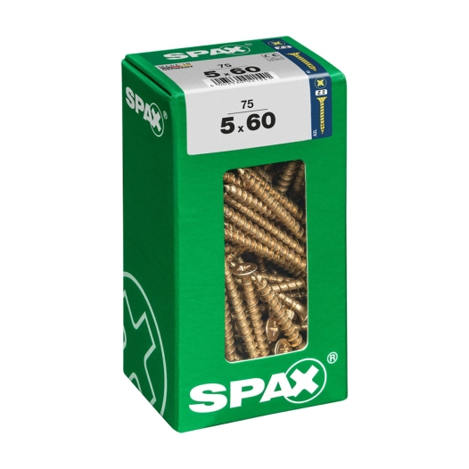 Boîte 75 Unités. Vis A Bois Spax Cab. Plat Yellox 5.0x60mm Spax