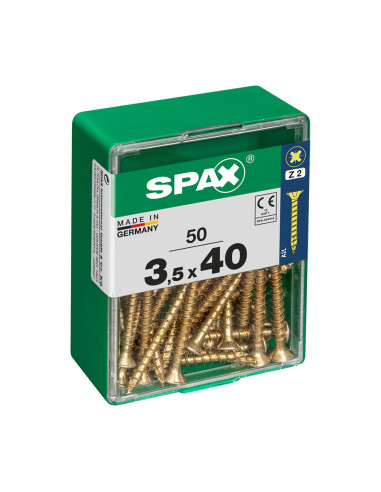 Boîte 50 Unités. Vis A Bois Spax Cab. Plat Yellox 3.5x40mm Spax