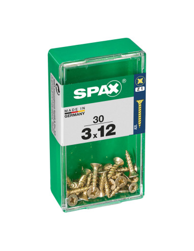 5 Boîte 30 Unités. Vis A Bois Spax Cab. Plat Yellox 3.0x12mm Spax