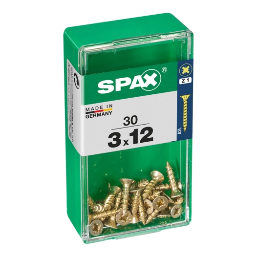 5 Boîte 30 Unités. Vis A Bois Spax Cab. Plat Yellox 3.0x12mm Spax