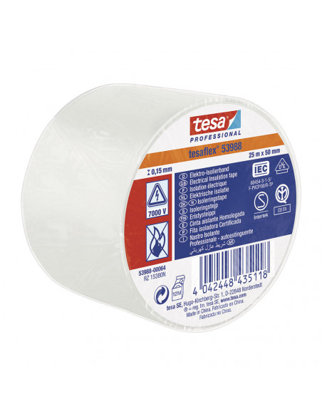 Tesa 53988 Ruban Isolant Homologué 25m X 50mm Blanc