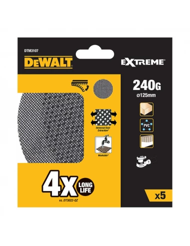 Pack de 5 Grilles à Poncer Ø125mm Grain: 240 Pour Ponceuses rotatives Dtm3107-Qz - Dewalt