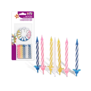 6 Pack De 24 Unites Bougies + 12 Supports Plusieurs Couleurs Best Products Party