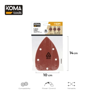 Set 5 Papiers De Verre Pour Ponceuse 08707 Koma Tools