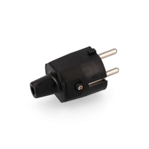 Fiche En Coutchouc 10/16a 250v T/Tl Ip44 4,8mm Noire Sous Film Rétractable Edm
