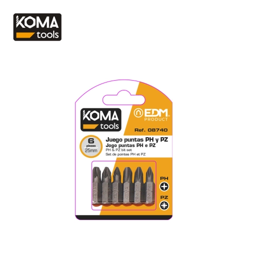 Jeu 6 Bits Ph 1-2-3 Pz 1-2-3 X 25 Mm Koma Tools
