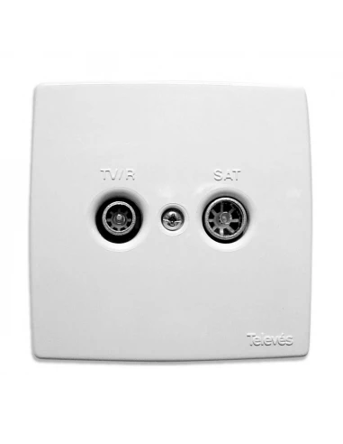 Embellisseur Blanc Plastique Pour Prise Double Televes