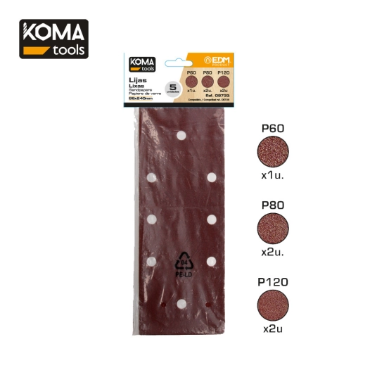 Lot De 5 Papier De Verre Pour 08706 Koma Tools