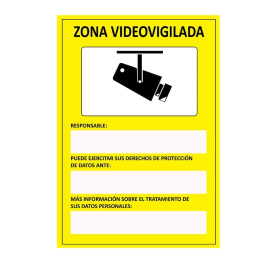 Panneau Zone De Videosurveillance (ESPAGNOL) Adhesive 15x20cm
