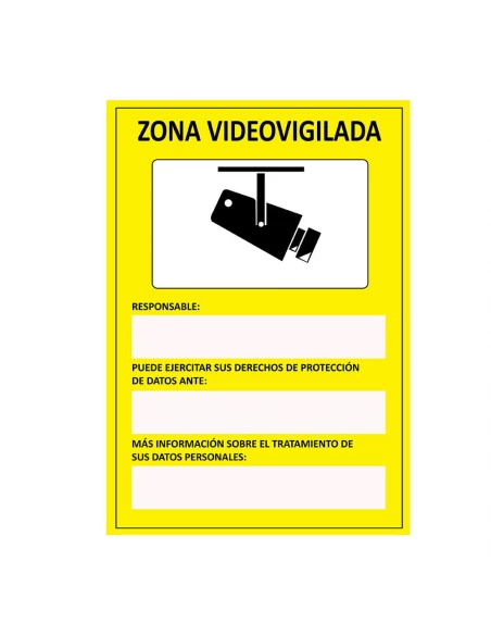 Panneau Zone De Videosurveillance (ESPAGNOL) Adhesive 15x20cm