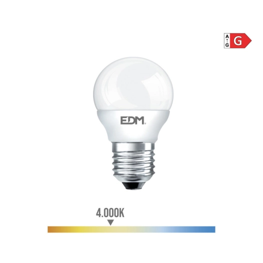 10 Ampoule Sphérique Led E27 5w 400lm 4000k Lumière Du Jour Ø4,5x8cm Edm
