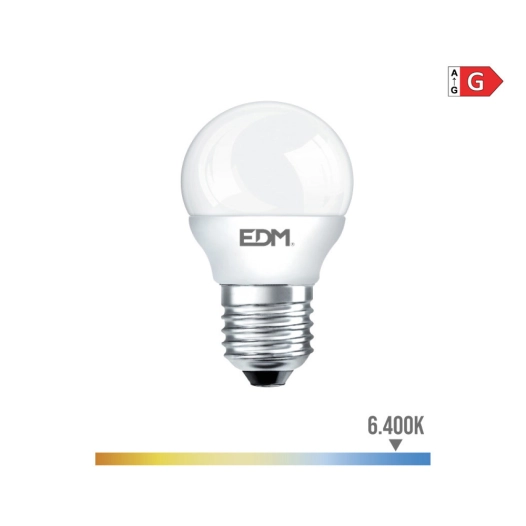 10 Ampoule Sphérique Led E27 5w 400lm 6400k Lumière Froide Ø4,5x8cm Edm