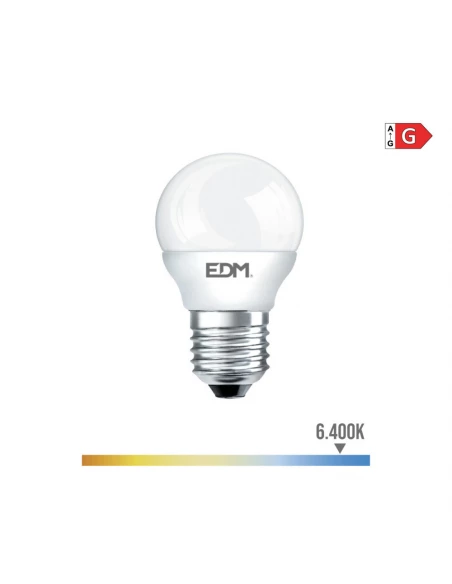 10 Ampoule Sphérique Led E27 5w 400lm 6400k Lumière Froide Ø4,5x8cm Edm