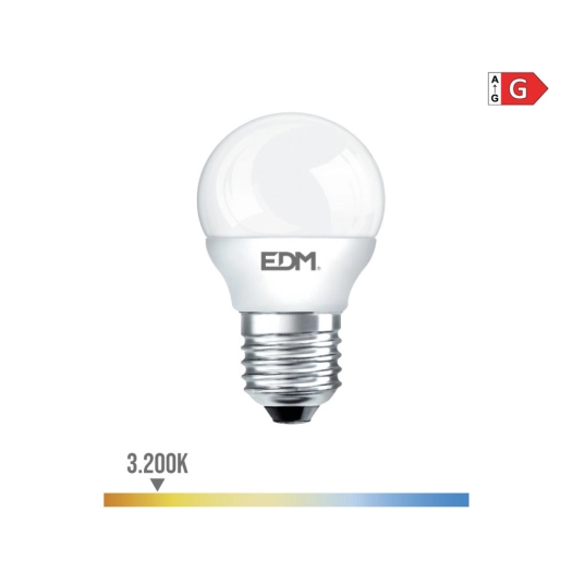 10 Ampoule Led Sphérique E27 5w 400lm 3200k Lumière Chaude Ø4,5x8cm Edm