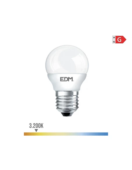 10 Ampoule Led Sphérique E27 5w 400lm 3200k Lumière Chaude Ø4,5x8cm Edm