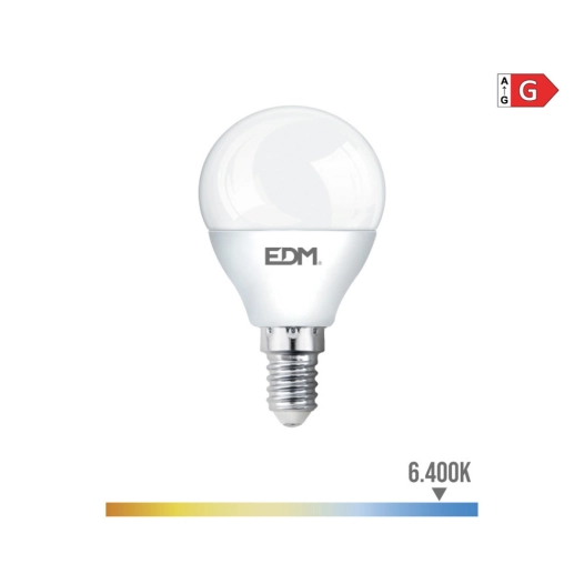 Ampoule Sphérique Led E14 5w 400lm 6400k Lumière Froide Ø4,5x8cm Edm