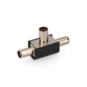 5 Connecteur Tv Raccord 1 Femelle + 2 Mâles Noir Sous Emballage Edm