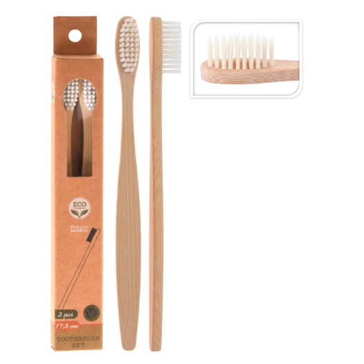 12 Brosse A Dents Manche Bambou, Fils Nylon 2un
