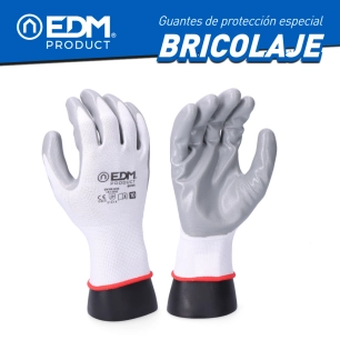 6 Gant De Bricolage En Polyester Enduit De Nitrile Taille 8 Edm