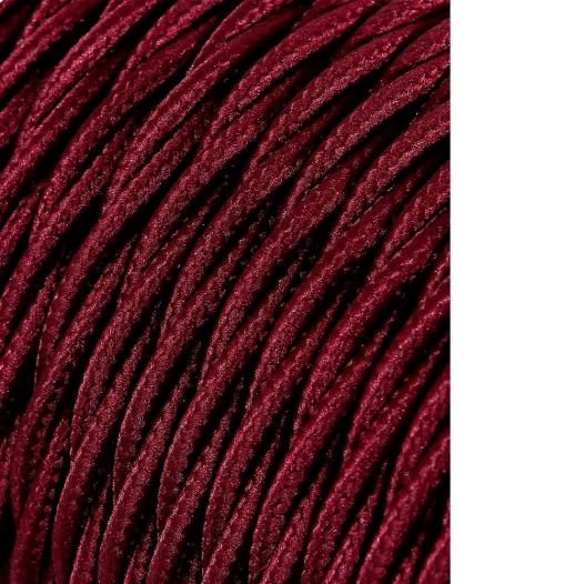 Câble Textile Tressé 2x0,75mm C08 Bordeaux Soie 25m